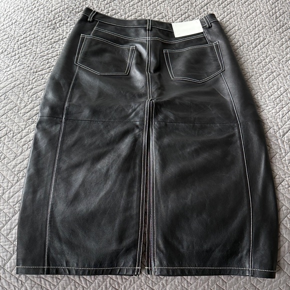 Proenza Schouler White Label Elegant Black faux Leather Skirt Sz S NWOT - Picture 6 of 6